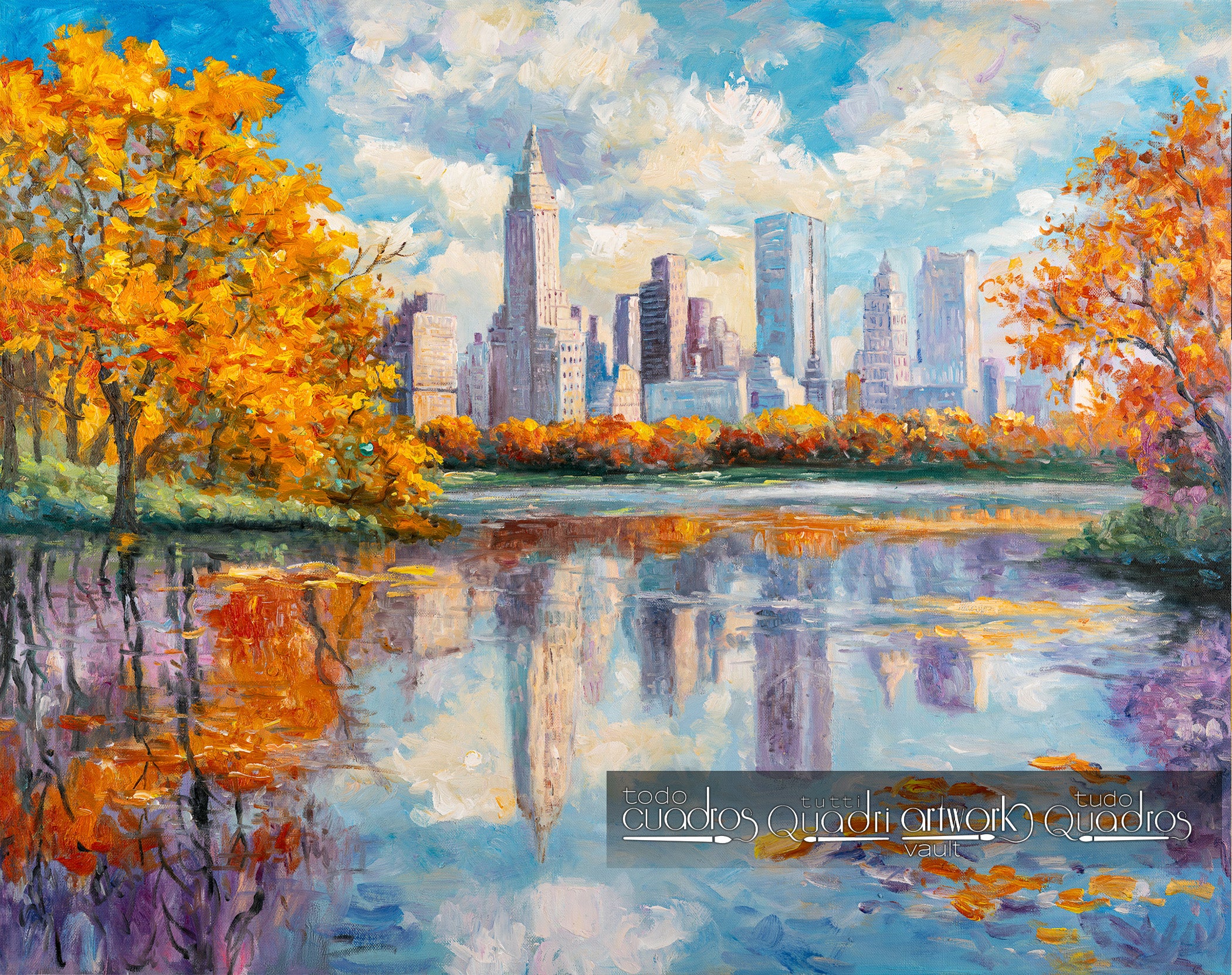Espejos de otoño en New York, estilo Monet