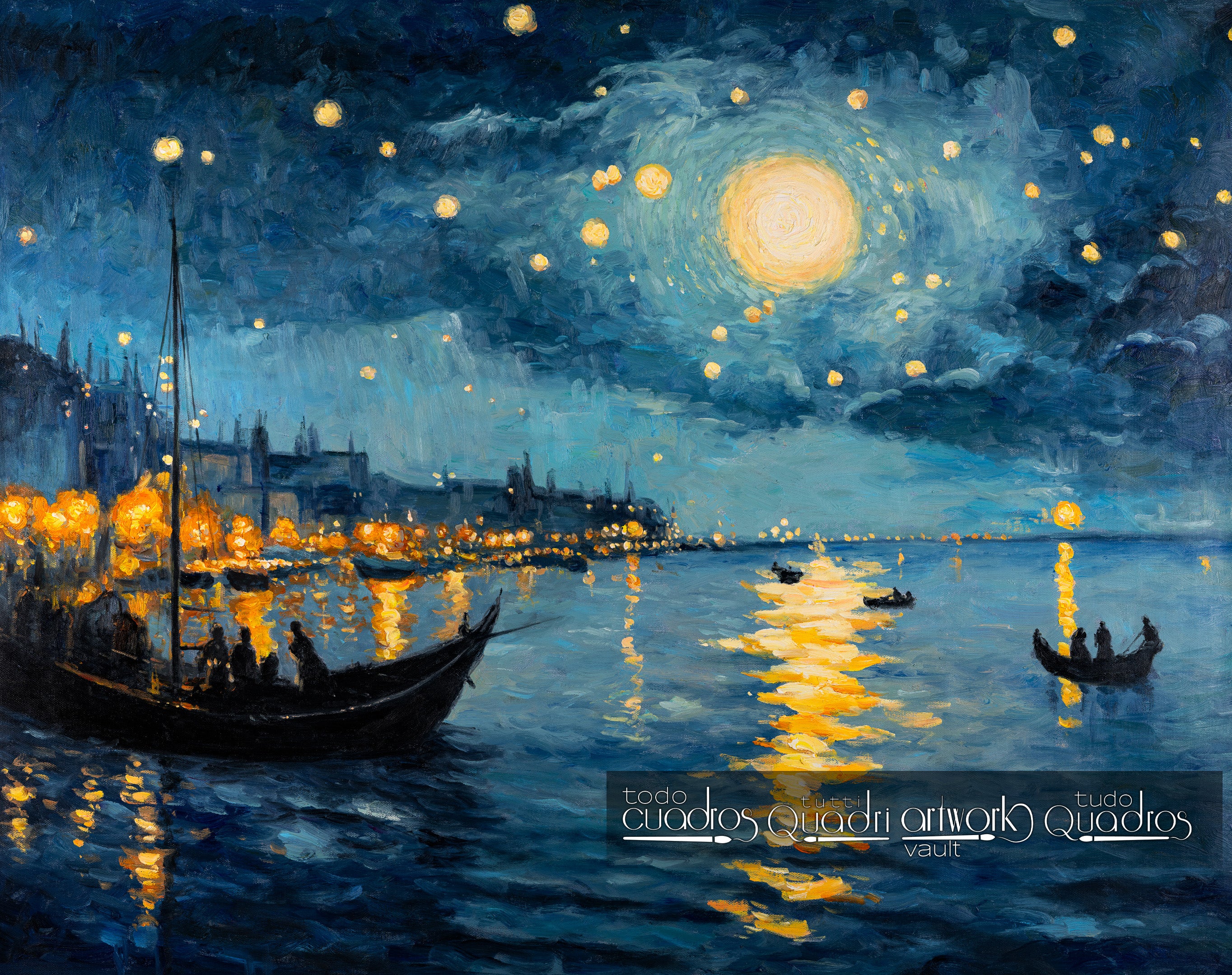 Impresiones de una noche brillante, estilo Monet