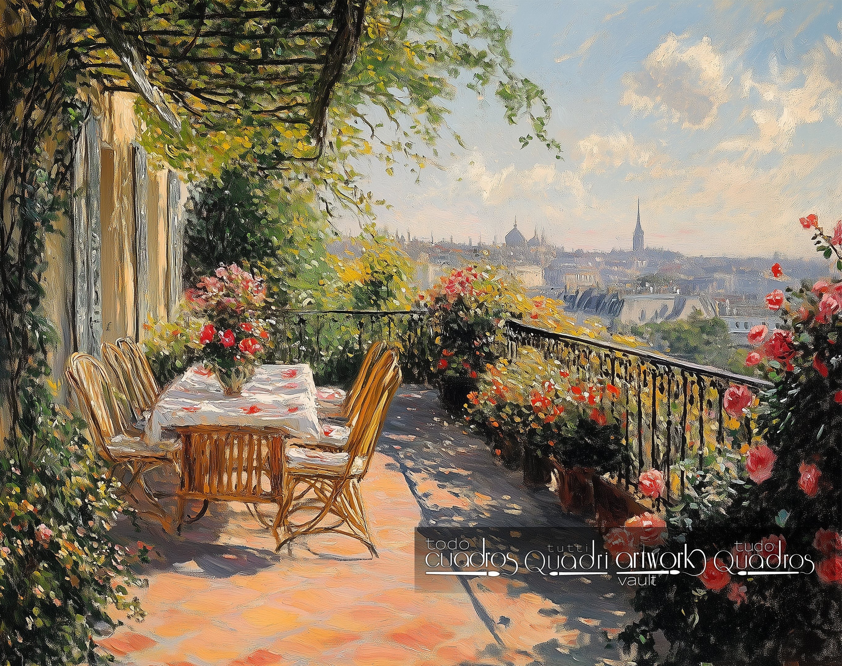 Desayuno entre flores, estilo monet