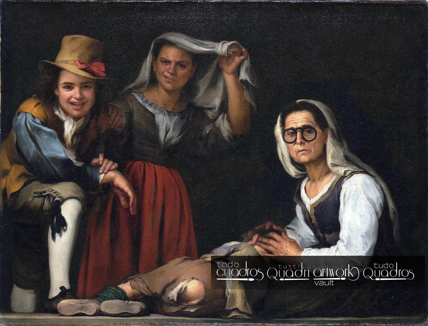 Cuatro figuras en un escalón, Murillo