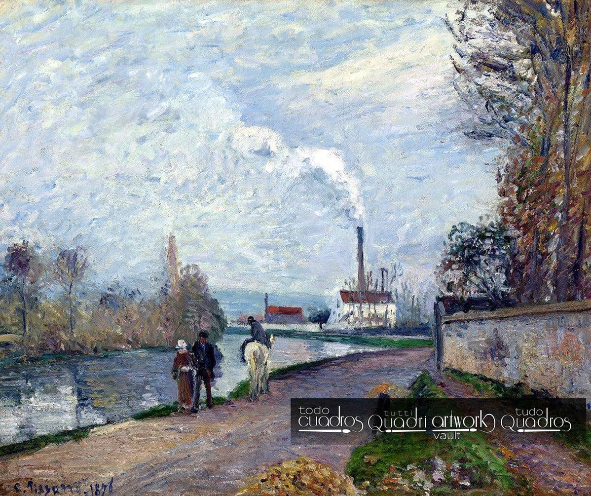 El Río Oise cerca de Pontoise con Cielo Gris, Pissarro