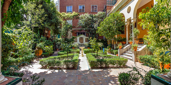 Patio de entrada del Museo Sorolla con árboles.