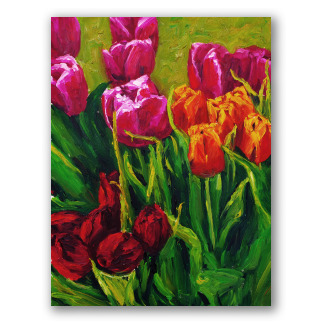 Cuadros de flores, pinturas al óleo sobre tela.